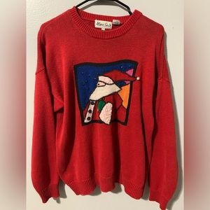Vintage Women’s Allison Smith Christmas Sweater. Santa Clause in Middle. Size L.